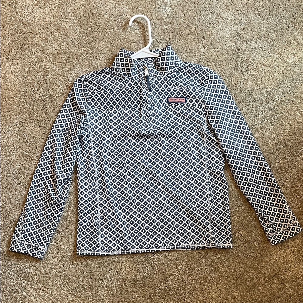 Vineyard Vines Navy and White Diamond Pullover